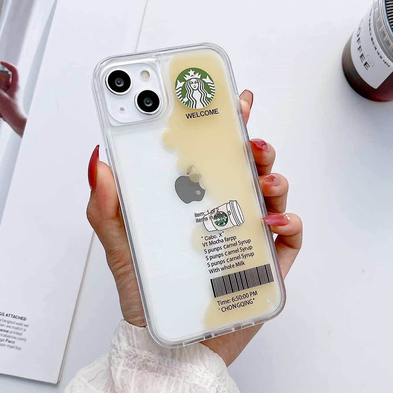 Starbuck Coffee Love Floating Quicksand Liquid Design Case